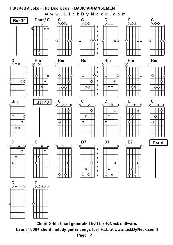 Chord Grids Chart of chord melody fingerstyle guitar song-I Started A Joke - The Bee Gees  - BASIC ARRANGEMENT,generated by LickByNeck software.